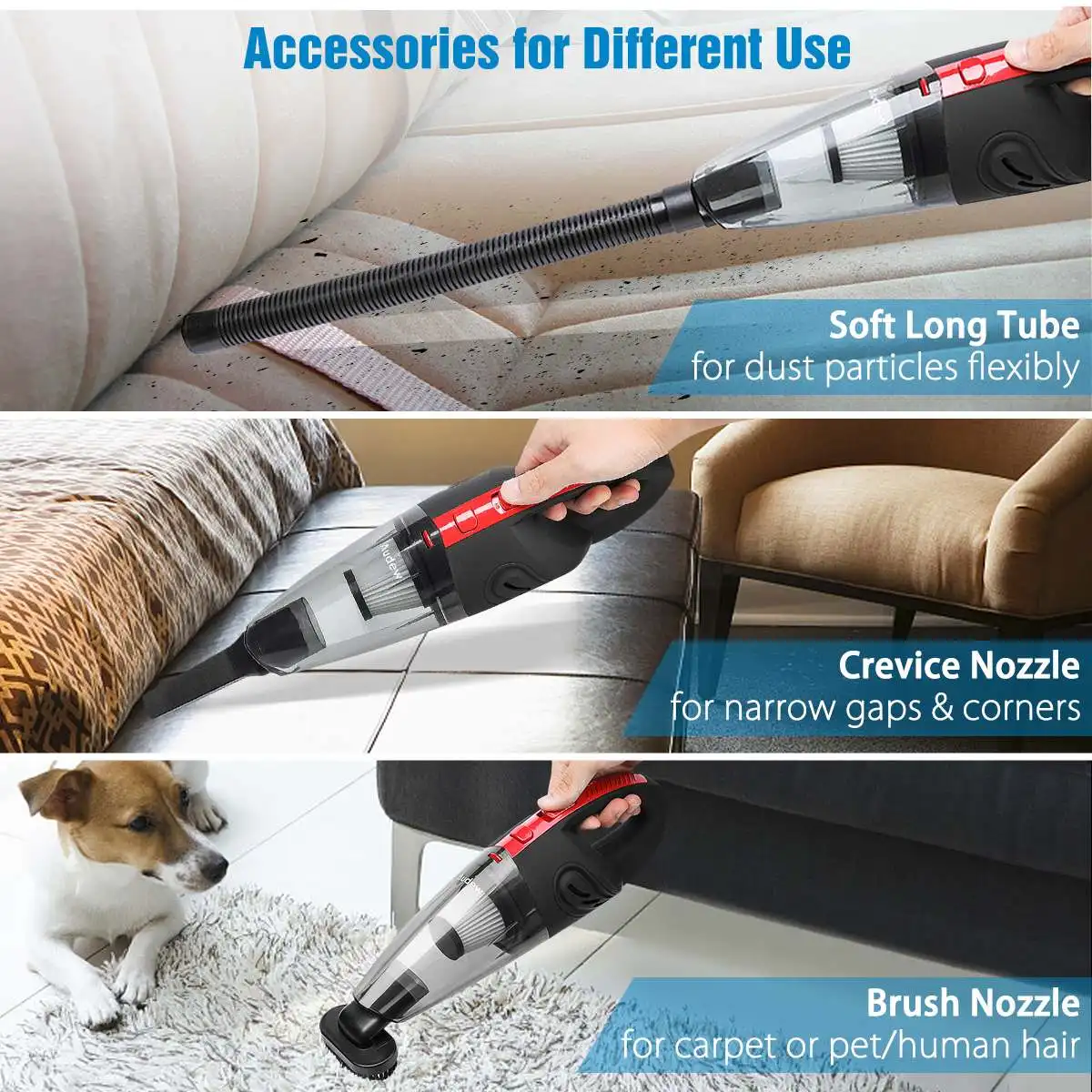 Мини портативный мощный автомобильный пылесос 4000 па ручной беспроводной с