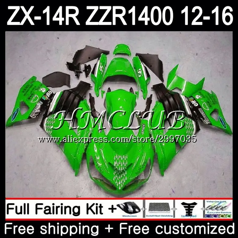 

Kit For KAWASAKI Stock green NINJA ZX 14R ZZR 1400 ZX14R 12 13 14 15 16 73HC.20 ZZR1400 ZX-14R 2012 2013 2014 2015 2016 Fairing