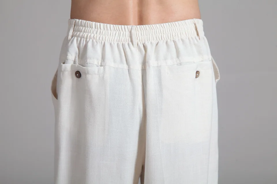 Лидер продаж кремовые традиционные китайские мужские льняные брюки кунг фу