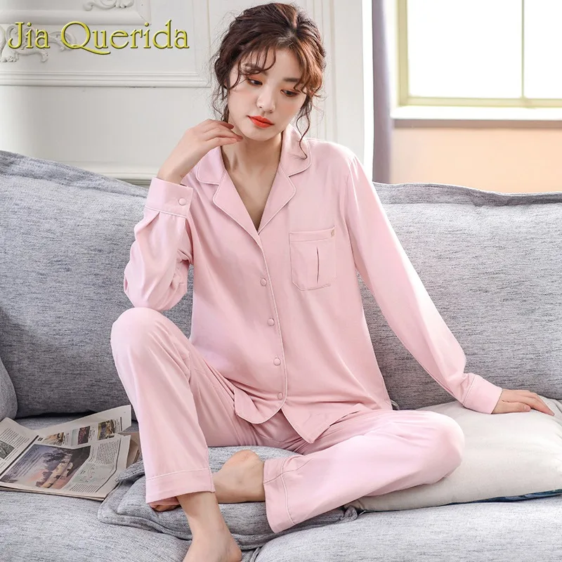 Новинка пижама Xxxl женская 100% хлопок одноцветная розовая комплект длинный рукав