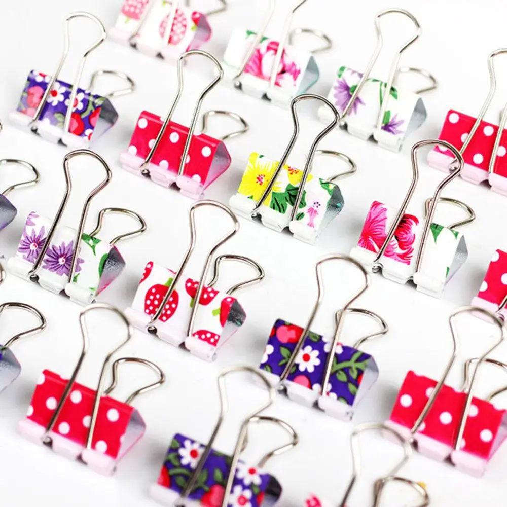 24 шт./компл. Симпатичные Цветные Цветочные металлические зажимы для бумаг зажим