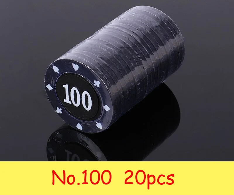 20pcs No.100 Texas Hold'em покерные фишки набор портативный азартные настольные игры ужин вечерние игры - Цвет: 20pcs No.100