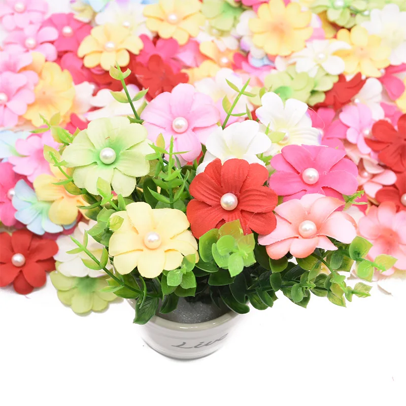20/50Pcs 4.5cm Handmade Silk Petal Bead Flowers Artificial Daisy Multicolor Flower Heads for Wedding Bouquet Party Wreath Crafts | Дом и сад