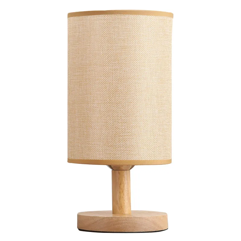 Рустикальная деревянная настольная лампа льняной абажур E27 светодиодный