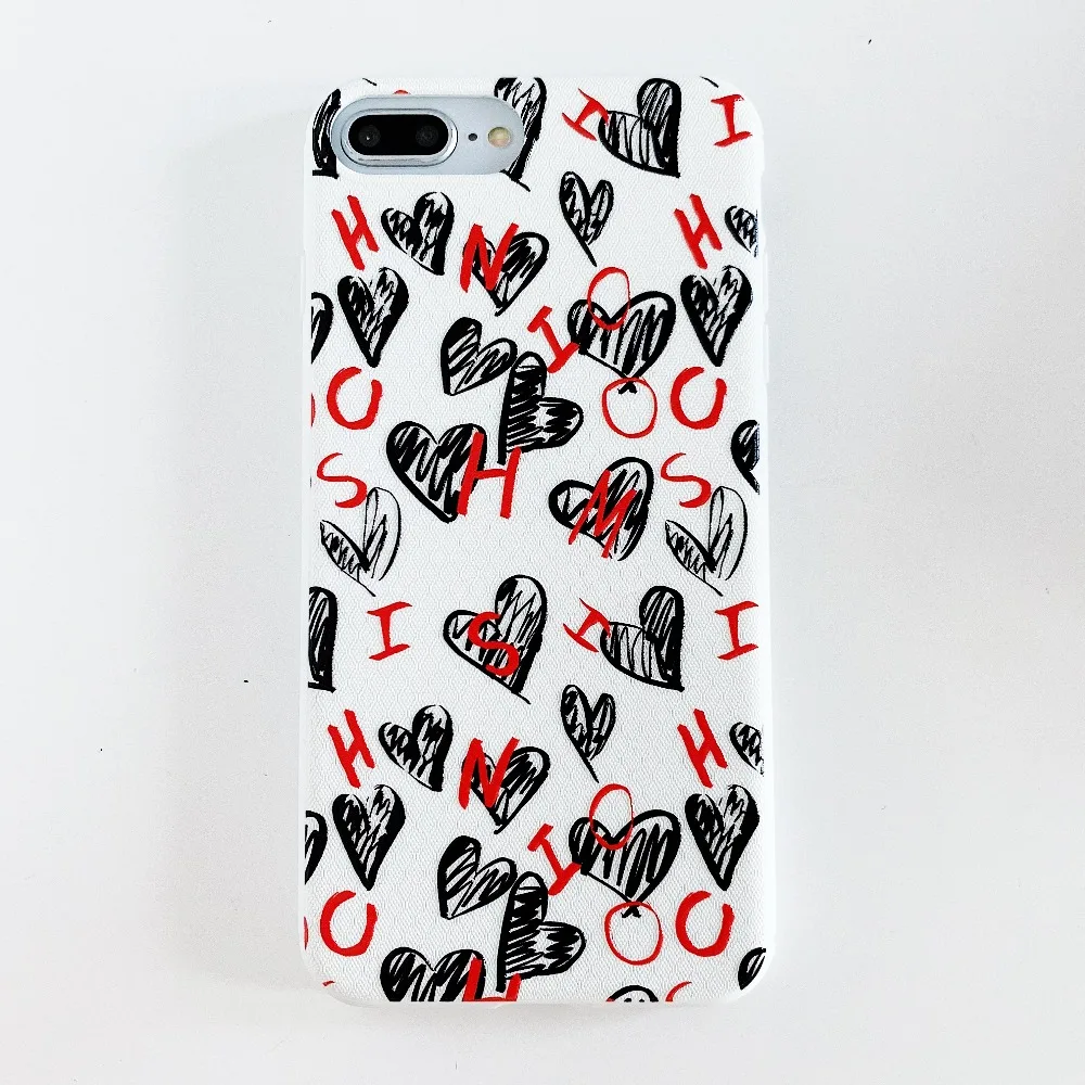 Модный чехол для телефона из ТПУ с сердечками iPhone X XS XSMax XR s 6 S 7 8 Plus мягкий