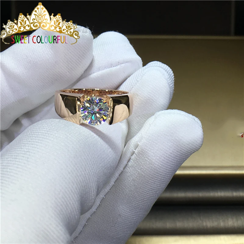 100% 18K 750Au золото Moissanite алмазное мужское кольцо D color VVS|Кольца| |