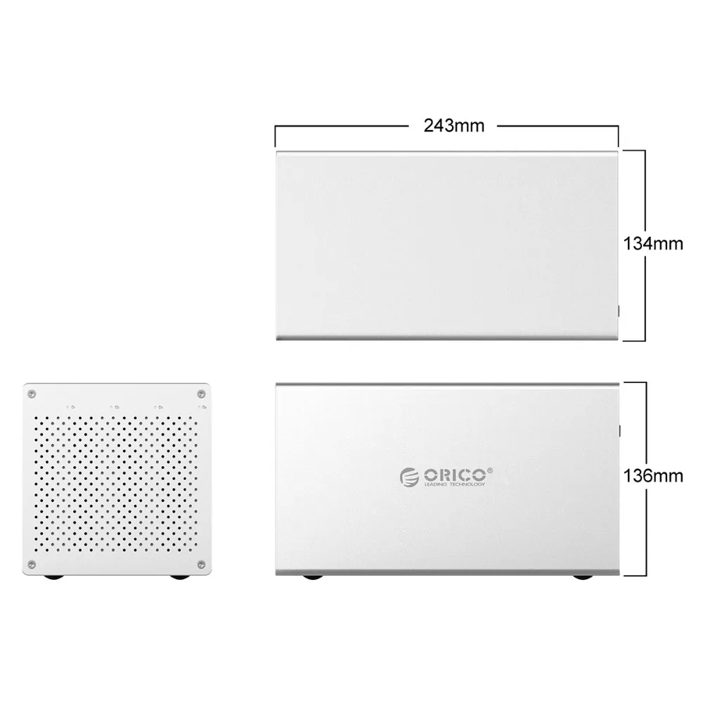 ORICO 4 отсека SATA для USB C жесткий диск корпус алюминиевый сплав поддержка 40 ТБ хранения 5 Гбит/с 12 В адаптер type-C HDD Чехол