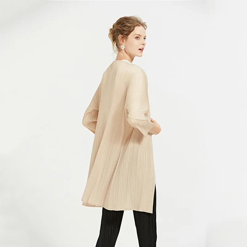 Женский Тренч Changpleat однотонный с рукавом летучая мышь плиссированный большого