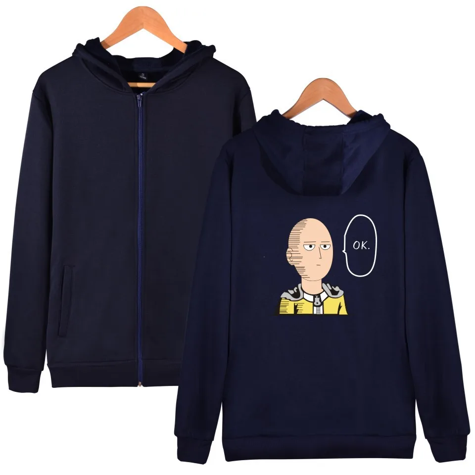 One Punch Man Hero Saitama Oppai Аниме толстовки на молнии флисовая толстовка мужская женская