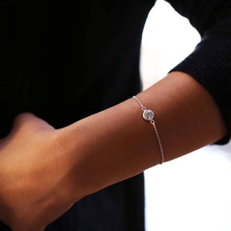 Женские хрустальные стразы крошечные CZ кубический цирконий Шарм браслет цепочка