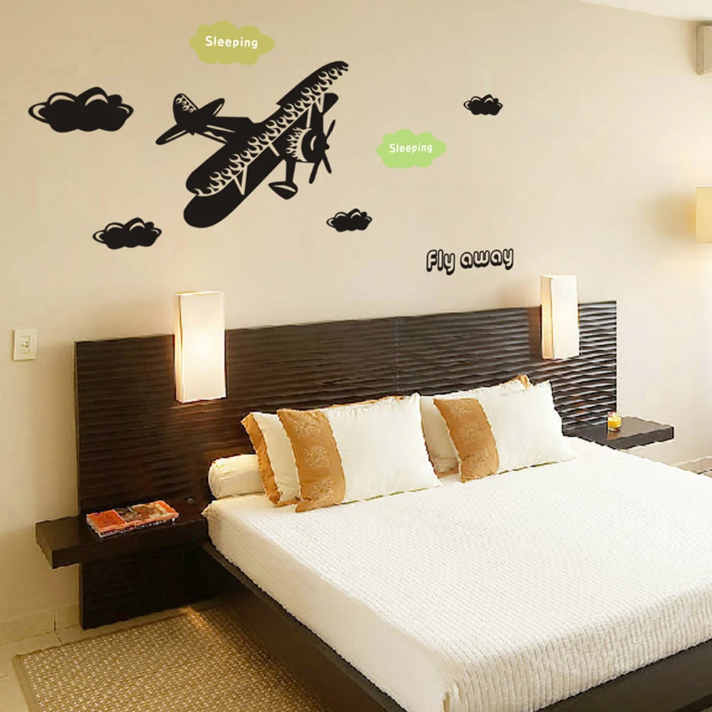 Съемные настенные наклейки с изображением летающих самолетов Art Decals Mural Wallpaper для домашнего украшения комнаты, самостоятельная наклейка Adesivo De Parede.