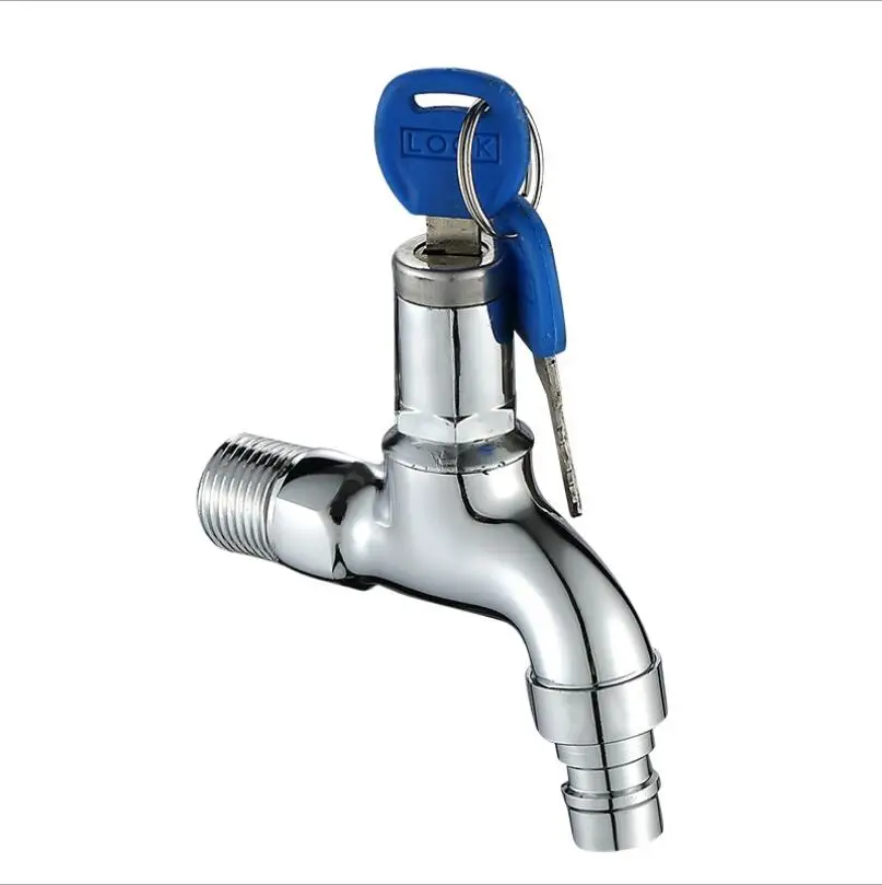 Смеситель латунный для стиральной машины с замком 4 дюйма ключом|Смесители кухни|