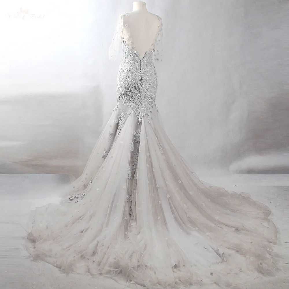 RSW875 Yiaibridal настоящая работа рукав 3/4 v образный вырез 3D цветочное бисерное