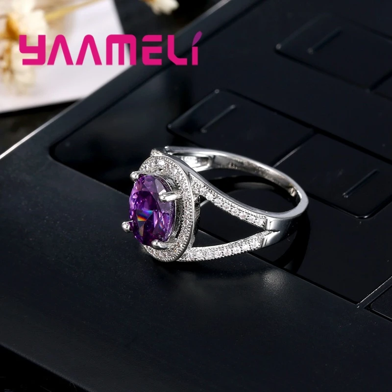 

New Fashion 925 Sterling Silver Ring Natural Crystal Luxury Jewelry Wedding Engagement For Women Gift Big Sale