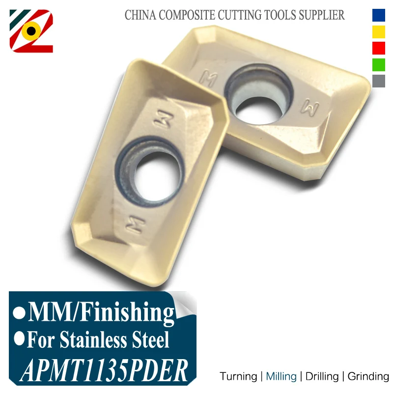 

EDGEV 10PCS APMT1135 PDER MM APMT1135PDR M2 APMT1135PDER H2 SS Milling Carbide Inserts for Indexable End Mill Cutter CNC