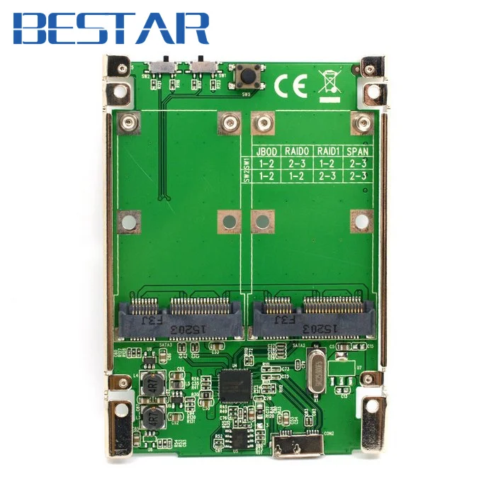2 5 дюймовый Dual Mini PCI E pcie pci express mSATA SSD RAID адаптер к USB 3 1 аппаратная Raid карта Raid0 Raid1