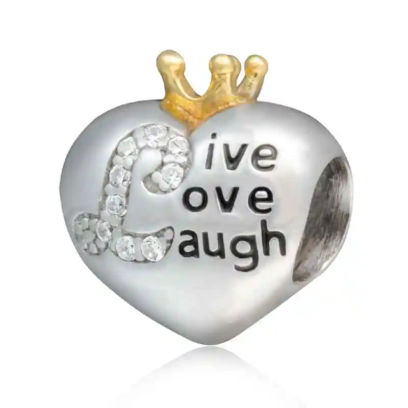 Choruslove Royal Crown Charm Genuine 925 Sterling Silver Love Heart Bead fit Pandora Original Charms Bracelet DIY Jewelry Making | Украшения