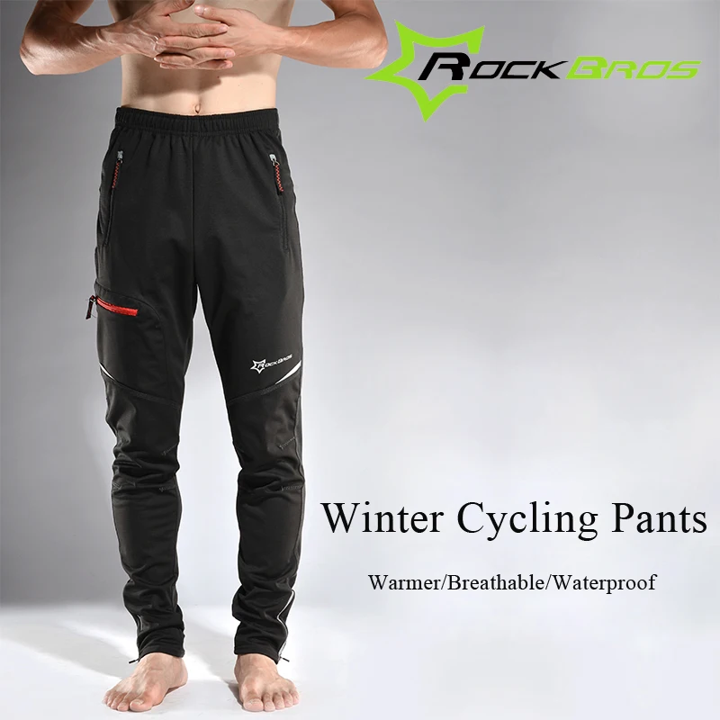 ROCKBROS велосипедные штаны Зимние флисовые тепловые спортивные длинные брюки для