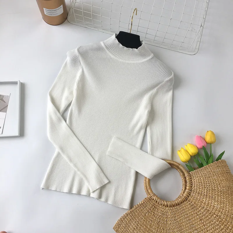 New 2018 Fashion Women Sweaters High Elastic Solid Turtleneck Sweater Autumn Winter Slim Tight Bottoming Knitted Pullovers | Женская