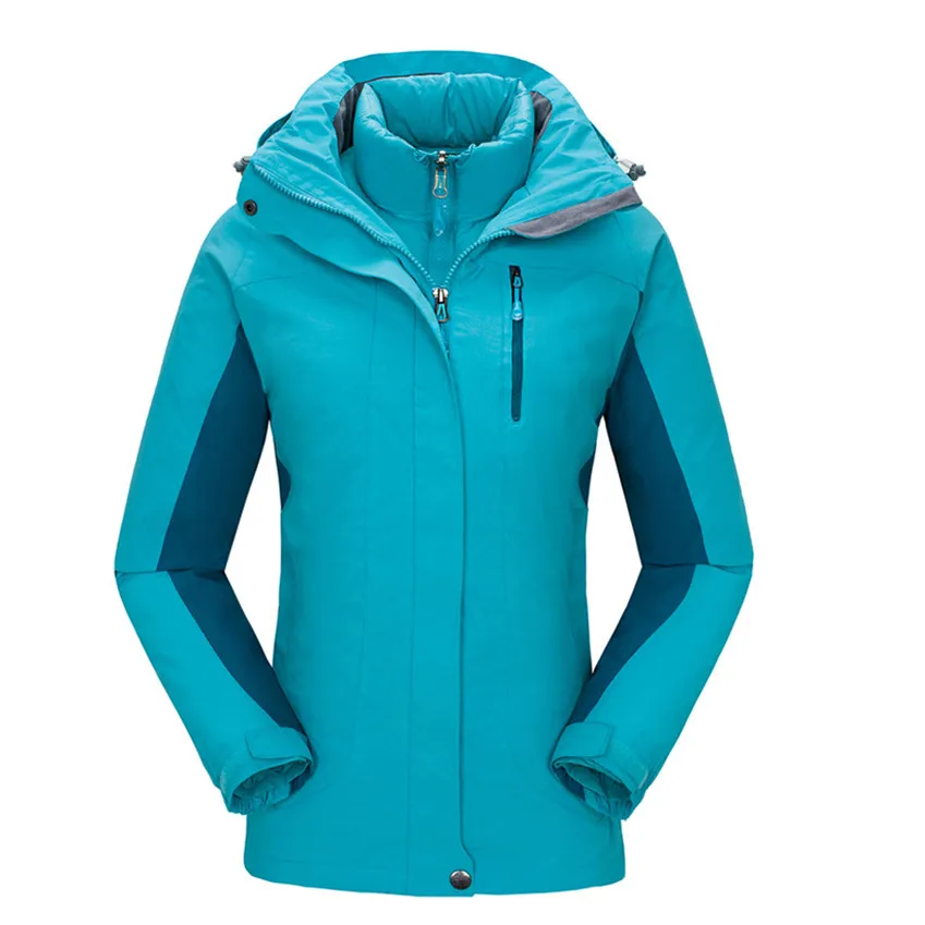 Women Sky Blue Горные мужские и женские 2 шт. Зимние флисовые походные куртки-пуховики для спорта на открытом воздухе теплая ветровка для кемпинга толстые пальто VA517 - Цвет: Women Sky Blue