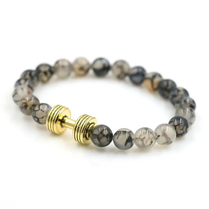 BPPCCR драконов вен камень серебро цвет сплав Штанги Гантели для фитнеса Для мужчин