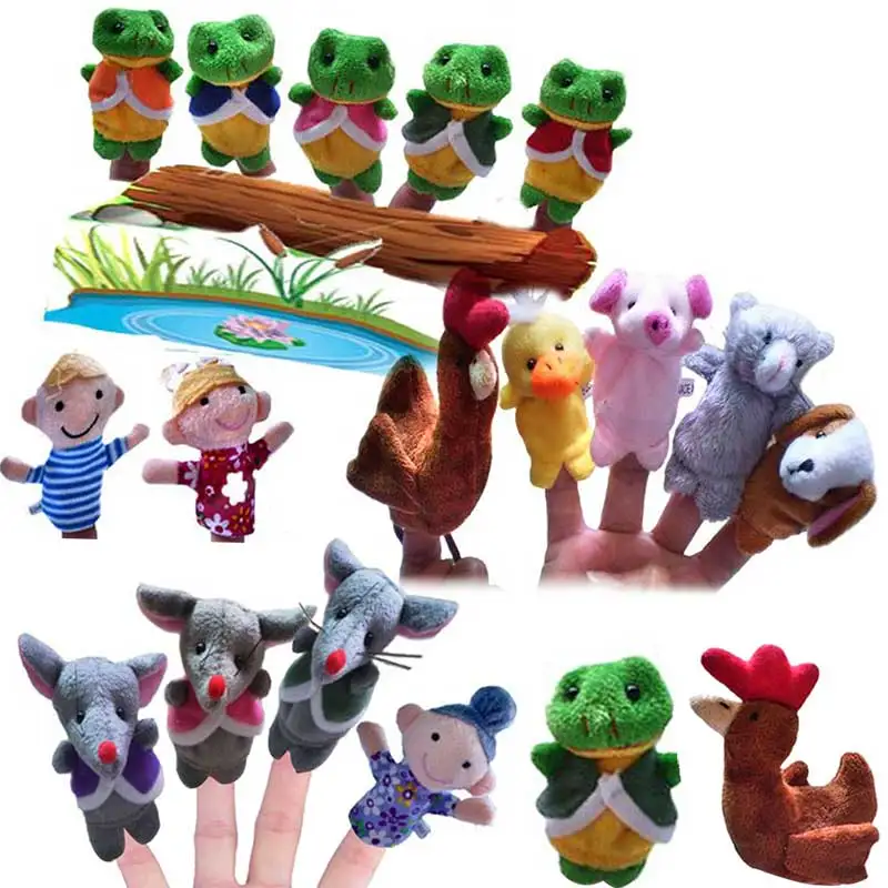 5 Pcs Frog Hen Mouse Animals Finger Puppets Story Telling Nursery Fairy Tale The Perfect Birthday Christmas Gift  -17 M0