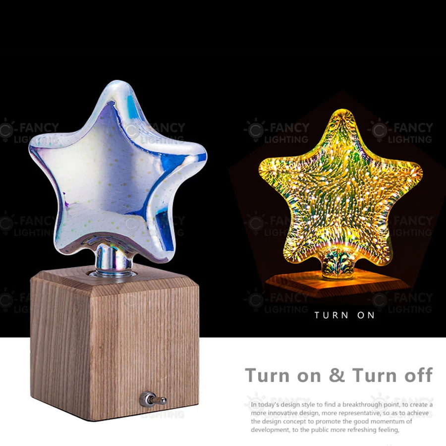 Светодиодная лампа Star/Heart/Diamond 3D bombillas Led 110 V/220 V Рождественская лампочка для