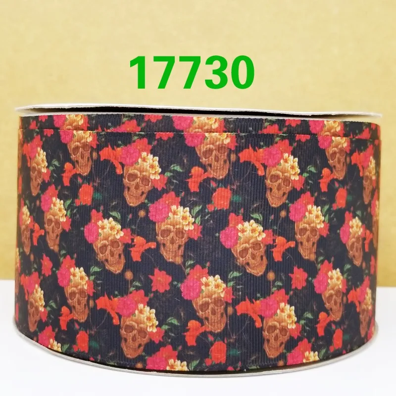 Free shipping 50 yard per size Halloween skull ribbon printed grosgrain 17744 | Дом и сад