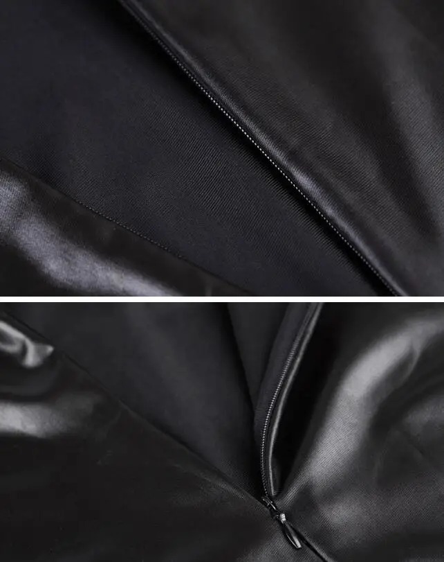 Женское Короткое платье из искусственной кожи с длинным рукавом|vestidos f|faux leather