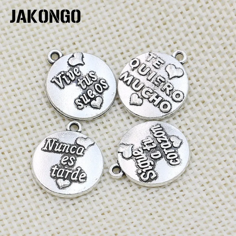JAKONGO античный посеребренный Love Live your Dream браслеты Подвески Ювелирные изделия