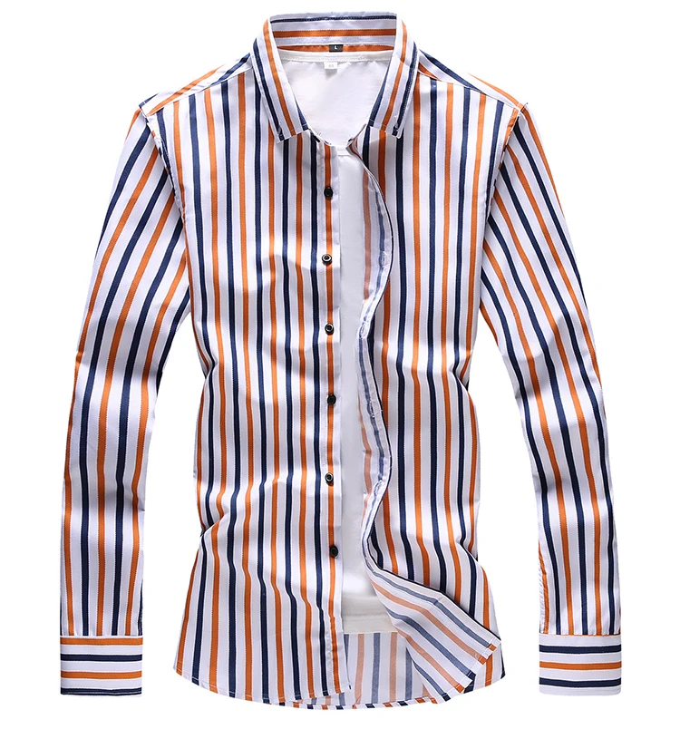 LONMMY 6XL 7XL мужские рубашки с длинным рукавом в Вертикальную Полоску Рубашки