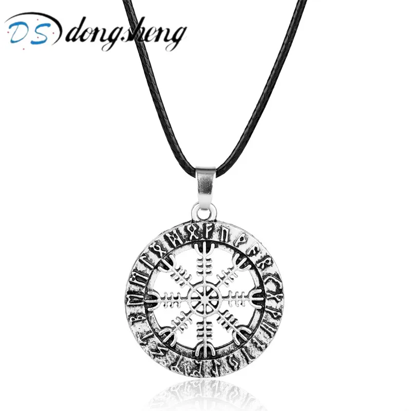 

dongsheng Jewelry Viking Runes Vegvisir Hollow Compass Pendant Necklace Viking Odin's Symbol of Norse Runic Women Men Gift