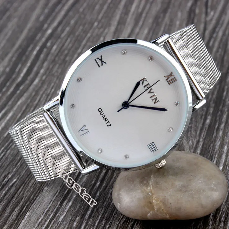 Серебряный Простой стиль черный металлический Железный сетчатый Ремешок Модные