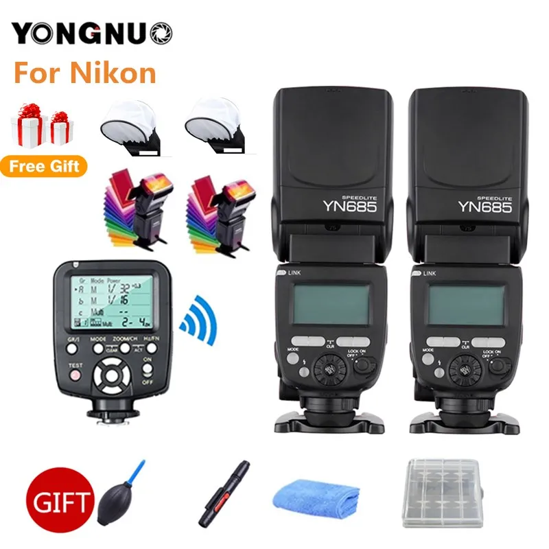 Черный YONGNUO YN685 YN-685 YN685C YN685N Беспроводная HSS 2,4G система i-ttl вспышка DSLR+ YN622C-TX+ фильтр+ рассеиватель - Цвет: Черный