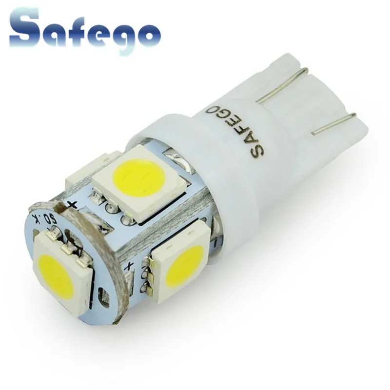 Safego 200 шт. T10 W5W 168 194 2825 5 SMD светодиодный светильник для салона автомобиля 5050 белый