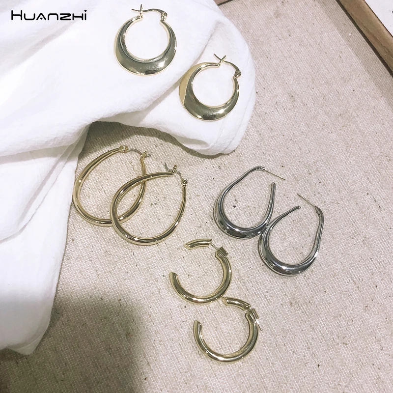 HUANZHI 2019 новый дизайн серебро металл золото геометрический большой круг