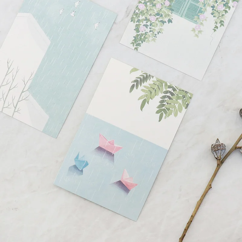 30 Sheets/Set Creative Rainy Day Postcard /Greeting Card/Message Card/Birthday Letter Envelope Gift Card |