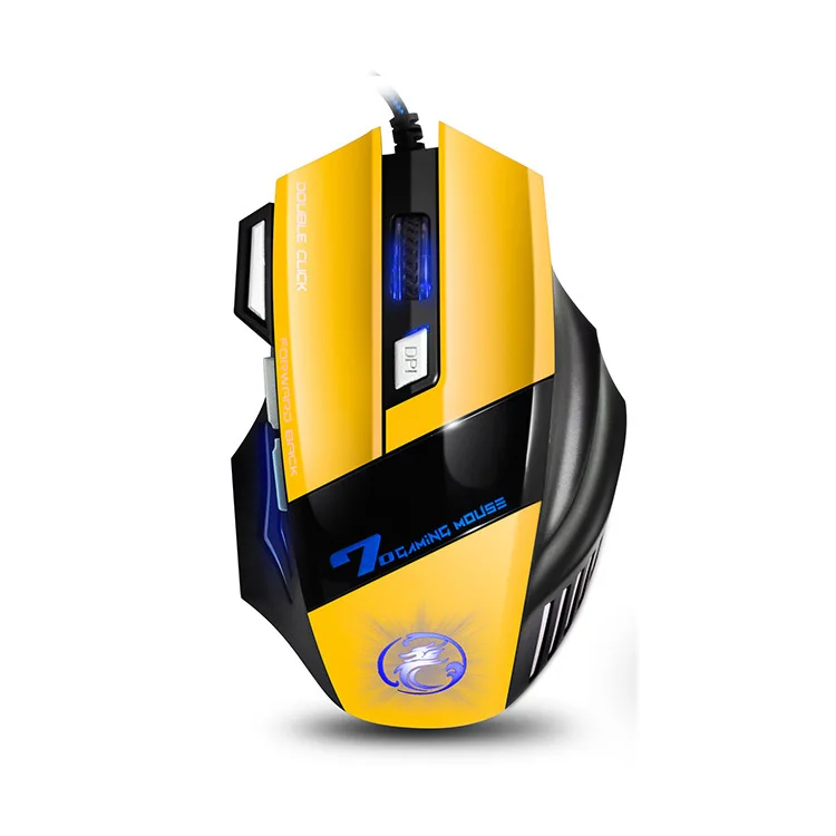 Цвет: желтый iMice X7 Wired Gaming Mouse Professional 7 Buttons LED Optical Game Ergonomic Mouse Mice for PC Laptop Computer Mouse Gamer - Цвет: Цвет: желтый