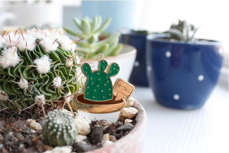 Renya Прекрасный милый зеленый цвет сочные растения форма кулон брелок обратно в