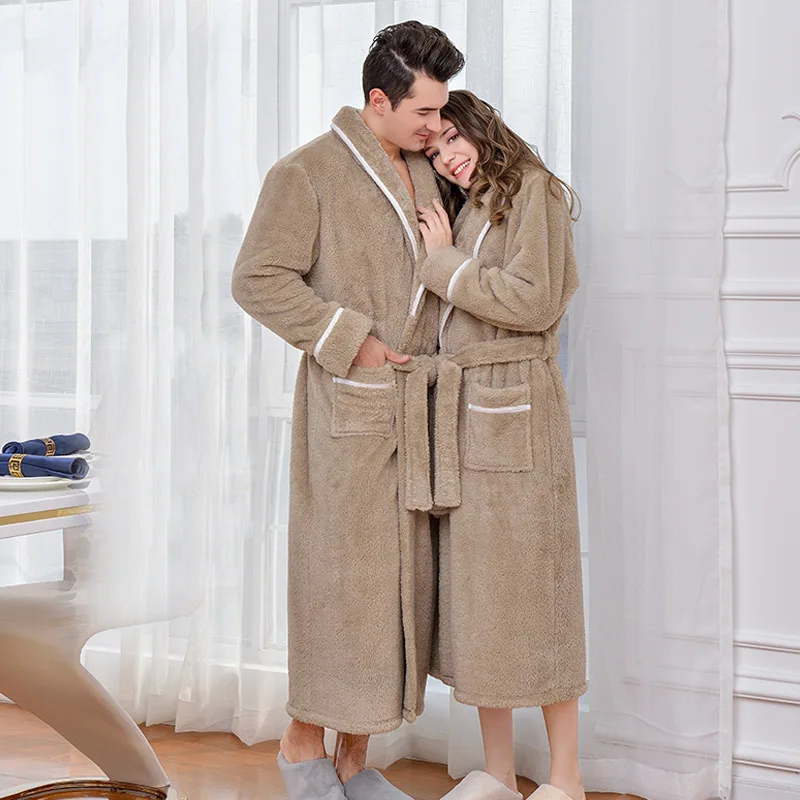 

Ночная рубашка для осени и зимы, новинка, плотные теплые банные халаты для пар, фланелевая Домашняя одежда, халат, мужское кимоно, ночная руб...
