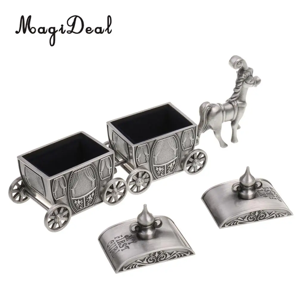 Carriage MagiDeal 2 шт./компл. Мой Первый зуб и локон волос серебряная шкатулка для украшений набор память мальчик девочка подарок Baby Shower День рождения выступает подарочную коробку - Цвет: Carriage