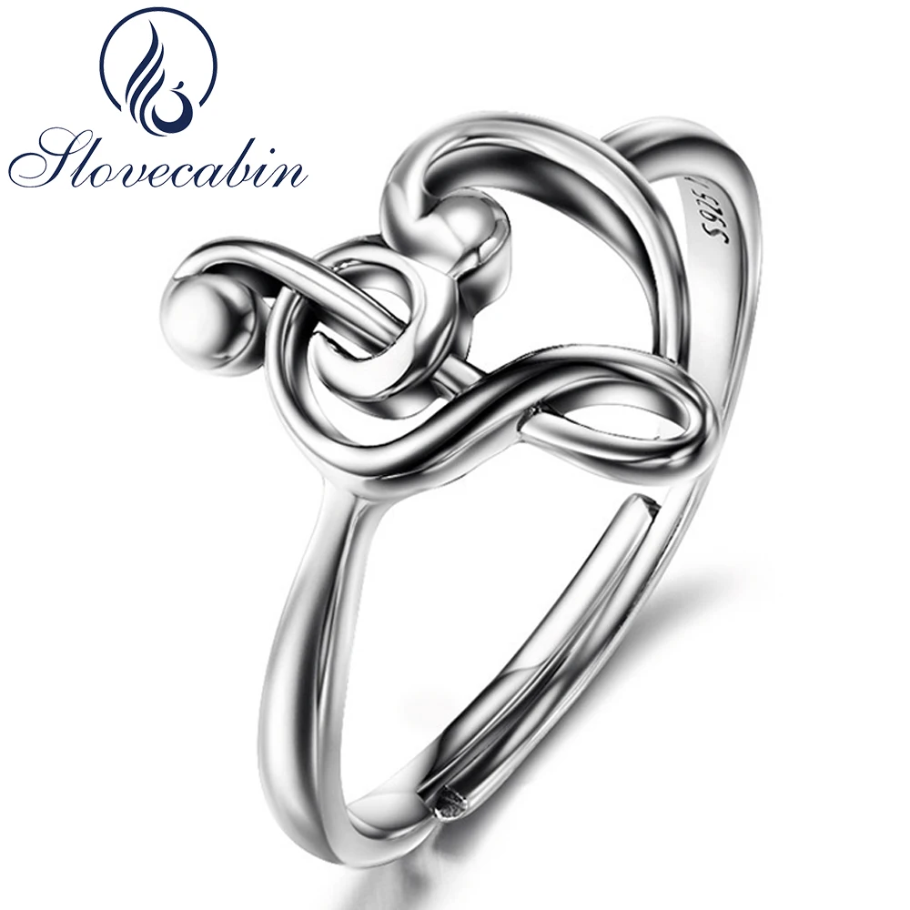 

Slovecabin Original 925 Sterling Silver Note Wedding Rings For Women Luxury Jewelry Adjustable Heart Love Music Rings Female