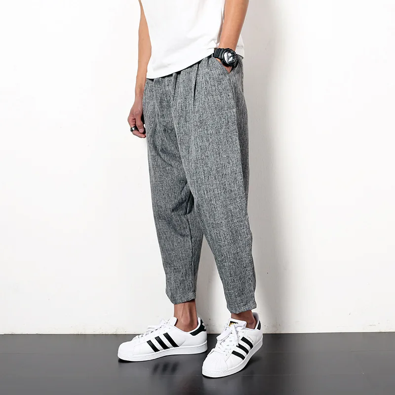 Мужские брюки большого размера свободные хлопковые шаровары в стиле Харадзюку