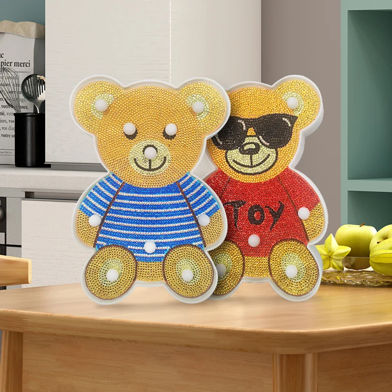 

5D New DiY LED Bear Diamond Painting Animals Great Gifts Diamond Embroidery Funny Crafts Lovely Decoration for Bedside Hall