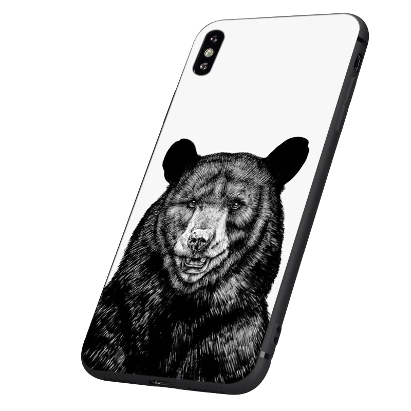 Черный чехол ТПУ для iphone 5 5s se 6 6s 7 8 plus x 10 чехол силиконовый чехол для iphone XR XS 11 pro MAX чехол русский медведь тигр лев