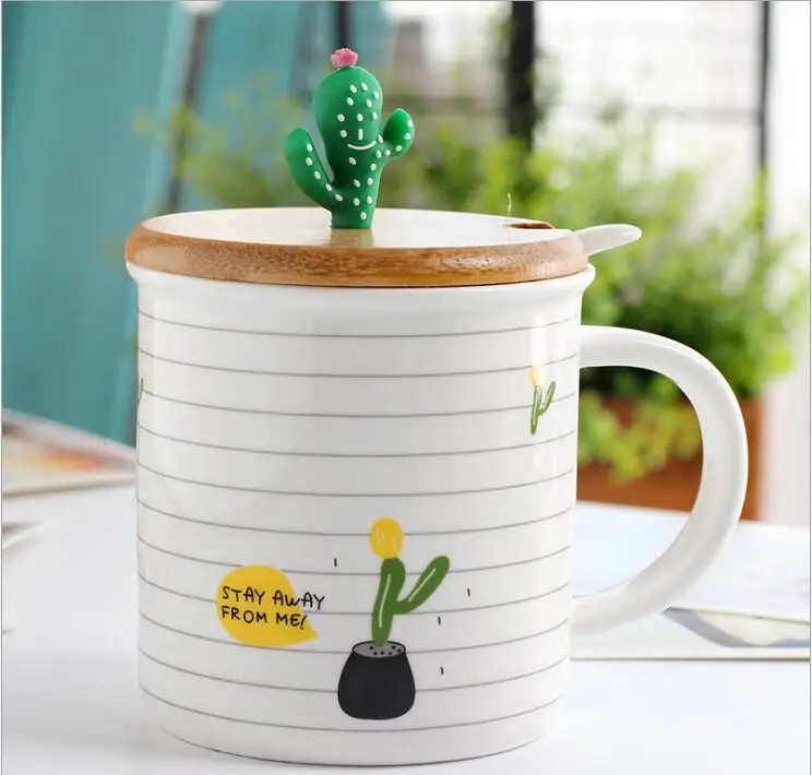 Керамическая кружка для воды с ложкой и бамбуковым покрытием|cup mixed|mug cupmug cup design |