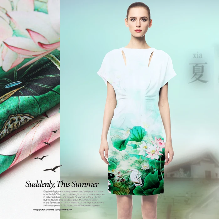 CNUM SP476 чистый шелк/Летний Лотос/шелковая ткань эластичный стрейч шелк 93% спандекс