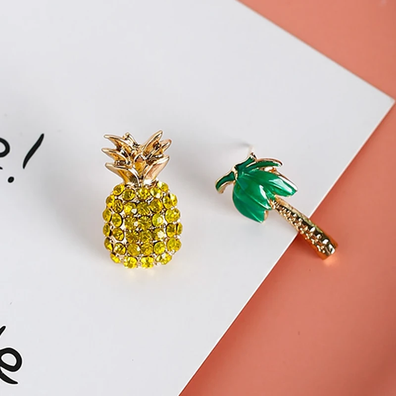 Lovely Crystal Pineapple Coconut Palm Tree Cute Stud Earrings Jewelry Pendientes Brincos | Украшения и аксессуары