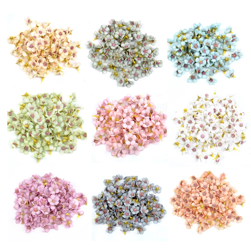 

500Pcs 2cm Multicolor Daisy Flower Heads Mini Silk Cheap Artificial Flowers for Wreath Scrapbooking Home Wedding Decoration