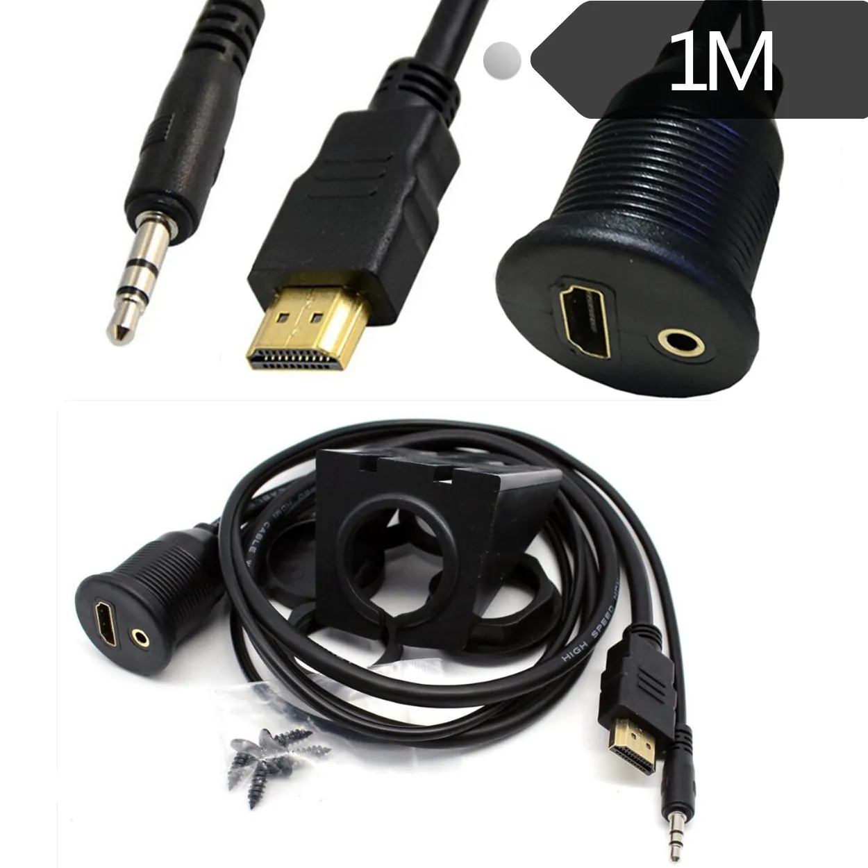 3 5 мм и HDMI Удлинительный червячный монтажный кабель для автомобиля лодки